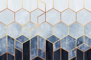 Modern Geometric Blue Hexagons