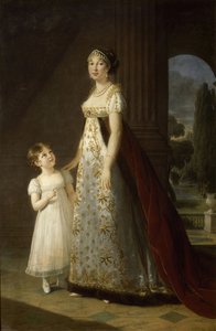 Portrait of Caroline Bonaparte 1782-1839, Queen of Naples and Sicily, with her daughter, Letizia, 1807