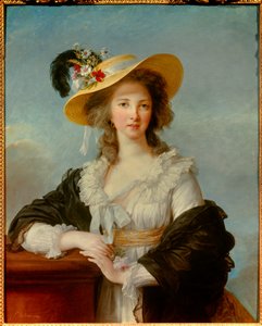 Portrait of Yolande Gabrielle Martine de Polastron, Duchess of Polignac (1749-1793) with the Straw Hat by Elisabeth Louise Vigee Lebrun