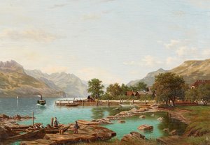 Landscape With Mountains by Lake Maggiore by Eliza Agnetus Emilius Nijhoff