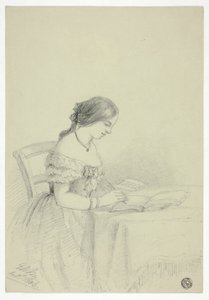 Woman Watercoloring (Possibly a Self Portrait) by Elizabeth Murray