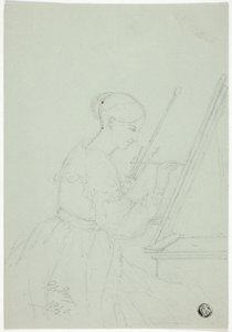 Young Woman Painting (possibly a Self Portrait) by Elizabeth Murray