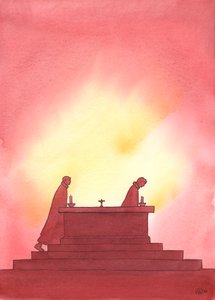 As the years pass, one priest leaves the altar and another follows in his footsteps to offer the Holy Sacrifice