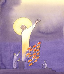 At Mass we pray with Christ who reaches out to the Father in the burning love of the Holy Spirit