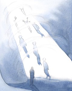 God draws into His bliss after death those who can bear the brightness of glory, while those who are still consumed by shame wait below. by Elizabeth Wang