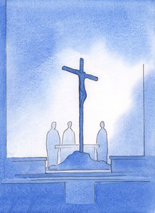 God showed me that our three priests who offered the Holy Sacrifice were standing around the cross on which Christ died by Elizabeth Wang