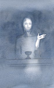 In His mercy, Christ comes to our altar, daily, as we welcome Him, in the darkness of faith by Elizabeth Wang