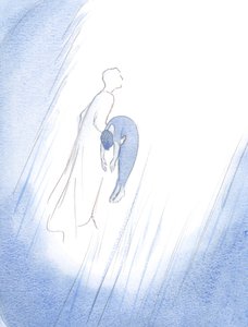 Once, Christ swiftly embraced a departed soul after its purification, lifting it - like a newborn baby just delivered - high towards Heaven. by Elizabeth Wang