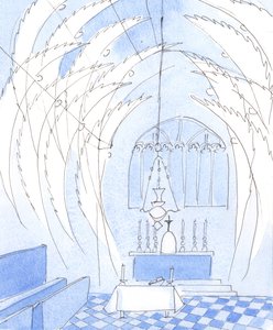 The angels surround the sanctuary at Mass by Elizabeth Wang