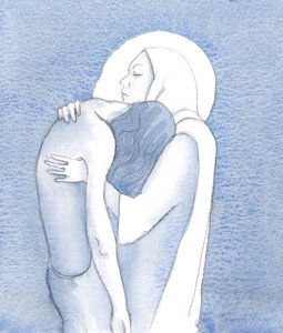 The Sorrowful Virgin Mary Holds Her Son Jesus After His Death, Pierced to the Heart with Sorrow, but Full of Faith