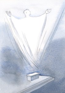 What a Huge Offering Ascends from Our Small Altar, as Christ Prays Our One Prayer, Hands Outstretched to the Father by Elizabeth Wang