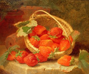 A Basket of Strawberries on a Stone Ledge, 1888