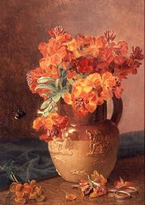 A Still Life with Wallflowers in a Stoneware Jug by Eloise Harriet Stannard