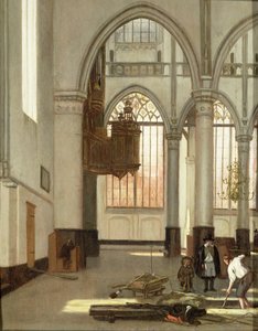 Gravediggers in the west end of the Oude Kerk, Amsterdam by Emanuel de Witte