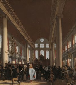 Interior of the Portuguese Synagogue in Amsterdam. 1680 by Emanuel de Witte