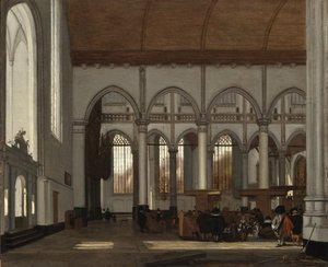 Interior of the Oude Kerk, Amsterdam by Emanuel de Witte