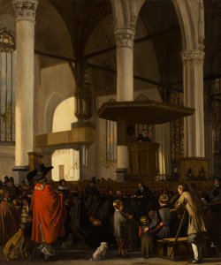 The Oude Kerk in Amsterdam during a Service by Emanuel de Witte