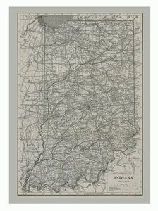 Map of Indiana, USA, c1900s by Emery Walker