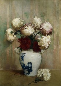 Mums in an Oriental Vase