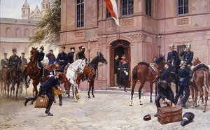 Crown Prince Ludwig IV of Hesse-Darmstadt Bidding Cornelius Heyl Farewell, Before Schlosschen, Worms, as He Departs to the Battle of Sedan in 1870
