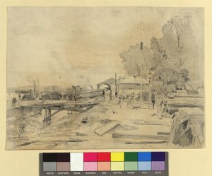 Steamship Station on the Danube near Kaisermühlen by Emil Jakob Schindler