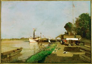 Steamboat Station on the Danube Near Kaisermuehlen by Emil Jakob Schindler