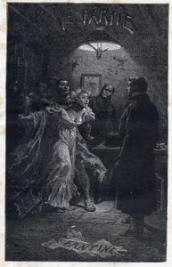 Monsieur Madeleine comes to the rescue of Fantine at the time of his arrest by Javert - Illustration by Emile Bayard for Les Miserables - First part: Fantine by Victor Hugo 1862 by Emile Antoine Bayard