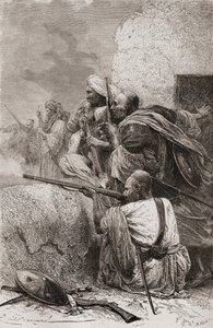 Northern Afghan rebels fighting the British in the mountains of Hazara, Pakistan, during British rule, 1878