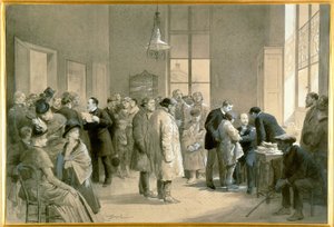 Patients bitten by rabid dogs being inoculated against rabies at the laboratory of the Ecole Normale, Paris by Emile Antoine Bayard