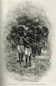 Troop of Young Girls Carrying Baskets Filled with Food for the Supply of S. Pinto and His Men by Emile Antoine Bayard