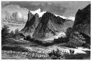 View of the Swiss Alps. Illustration for the book Les Montagnes d