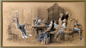 Writer Alexandre Dumas Jr. reading his works by Emile Antoine Bayard