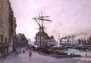 The Quay at Honfleur by Emile Antoine Francois Herson