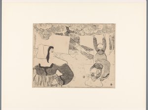 Three Breton Women Hanging Laundry, Breton Women by Emile Bernard