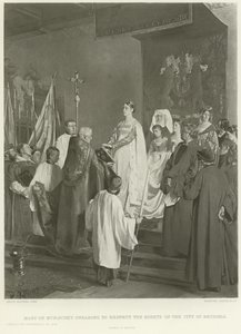 Mary of Burgundy swearing to respect the rights of the City of Brussels by Emile Charles Wauters