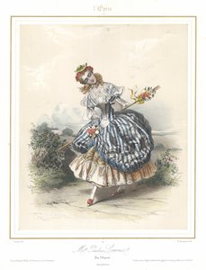 French ballet dancer Pauline Leroux dancing at the Paris Opera, c1840