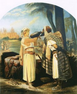 Rebekah gives the servant a drink by Emile Jean Horace Vernet