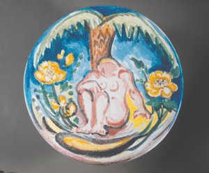 Fauve Design of Female Nude under Palm Tree by Emile Othon Friesz