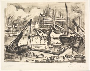 The Harbor Basin Kattendijk in Antwerp by Emile Othon Friesz