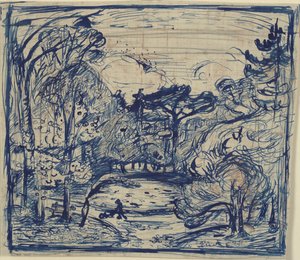 Forest Interior with Woodcutter. La Côte de Grâce, Honfleur.