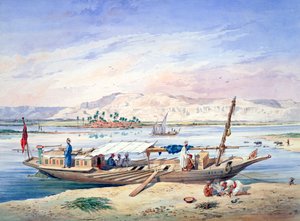 A Boat on the Nile, Egypt, 19th century by Emile Prisse d