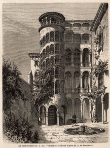 La Scala Antica, drawing by Therond, to illustrate Adalbert de Beaumont