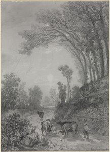 Landscape with Cows by Émile van Marcke