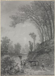 Landscape with Cows by Émile van Marcke