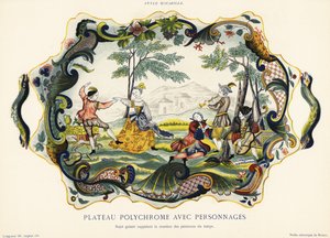 Platter with figures in the rockery style, Rouen by Emilie Pottier