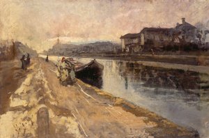 Commoners Along the Naviglio Canal by Emilio Gola