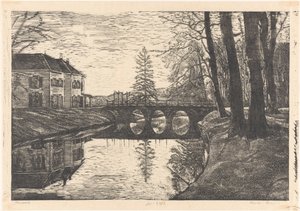 Old Court in Bergen by Emilius Wilhelmus Dehé (signed by artist)