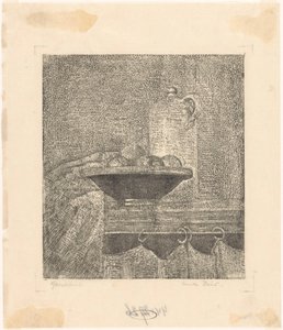 Still Life with Jug and Fruit Bowl by Emilius Wilhelmus Dehé (signed by artist)