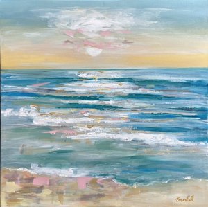 Pink Golden Ocean Waves