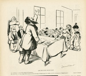 Illustration in Le Rire, 09/05/08 - Municipal Elections - Elections, Political Meeting, Meeting, Election Meeting, Municipal Elections